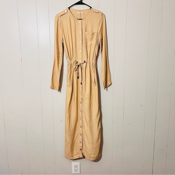 Tularosa Dress Tan Button Up Long Sleeve Maxi Dress Size S - Picture 1 of 16